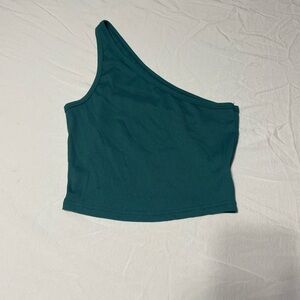 Blue Asymmetrical Crop Tank Top